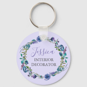 Chaveiro Bela Ocupação Personalizada Purple Floral Wreath