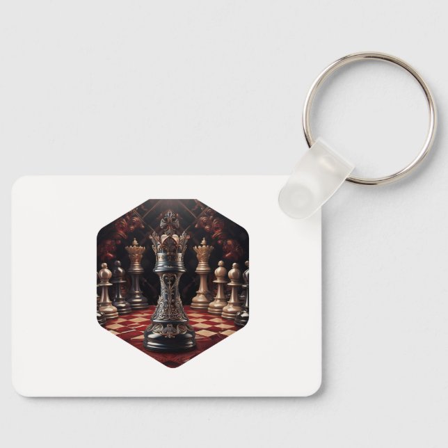 Chaveiro Bela peça de xadrez rochosa estilizada - A rainha (Frente)
