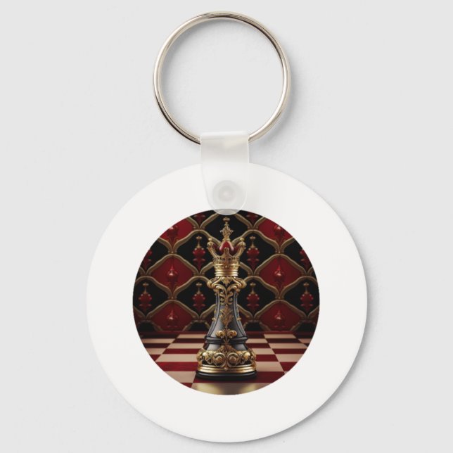 Chaveiro Bela peça de xadrez rochosa estilizada - A rainha (Frente)