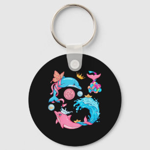 Chaveiro Bela Sereia de Golfinho Kawaii Animais Marinhos Oc