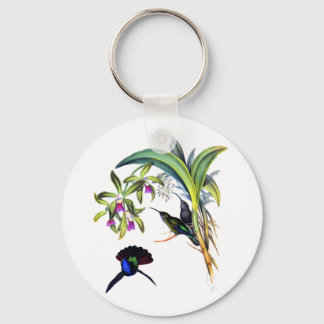 Chaveiro Belas aves e orquídeas roxas