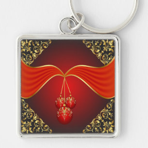 Chaveiro Belas Bolas de Natal com Cantos Ornamentais