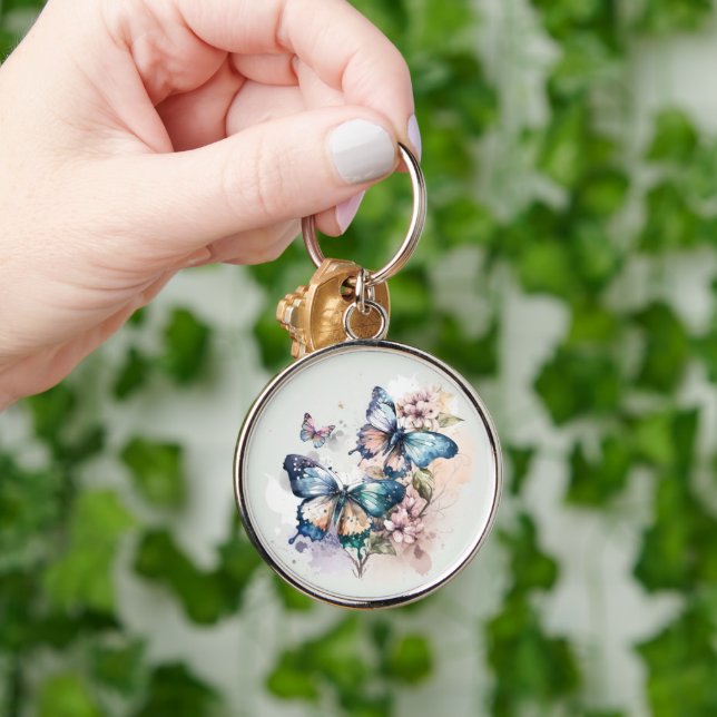 Chaveiro Belas Borboletas e Flores (Mão)