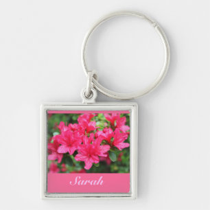 Chaveiro belas flores rosa azáleas nome chave cadeia
