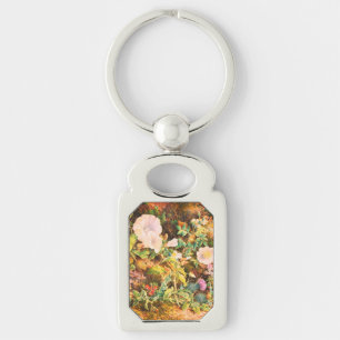 Chaveiro belas petúnias vintage flores pintura floral