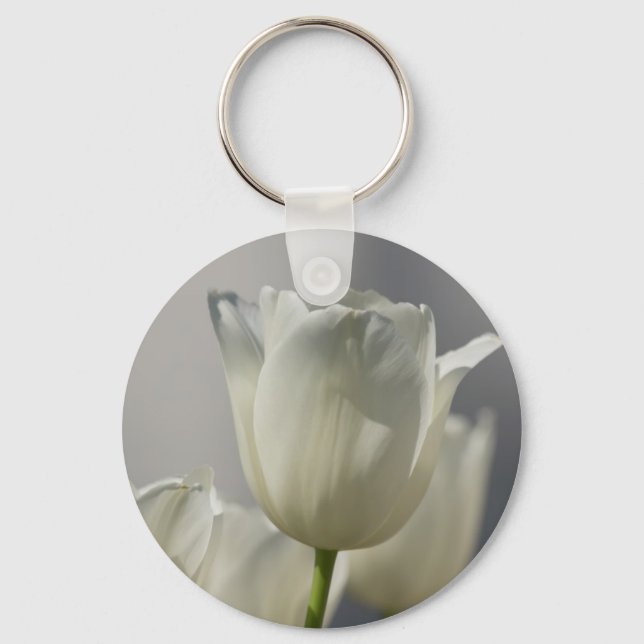 Chaveiro Belas Tulipas Brancas de Primavera (Frente)