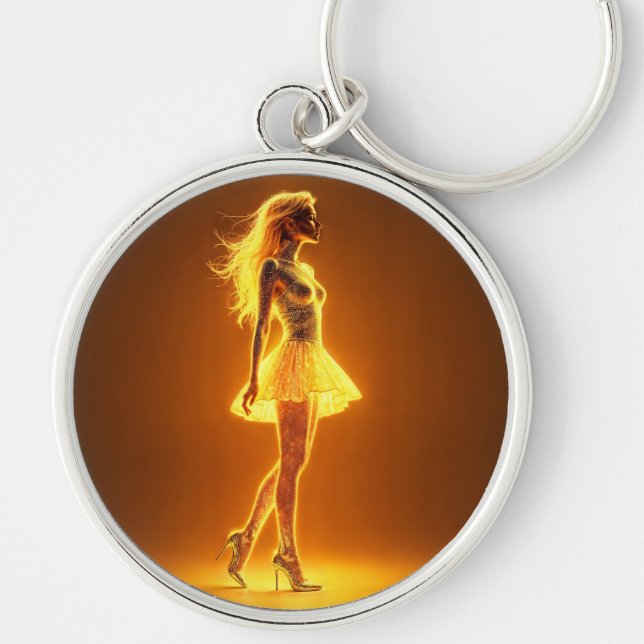 Chaveiro Beleza Shimmering na arte de vestimenta de ouro na (Frente)