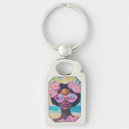 Chaveiro Beleza tropical em tons de rosa