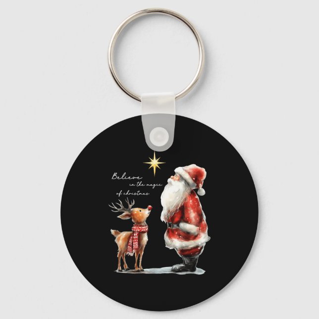 Chaveiro Believe In The Magic Of Christmas Reindeer Holiday (Frente)