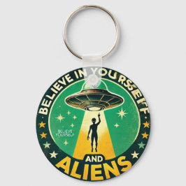 Chaveiro Believe in Yourself with Aliens Round Sign