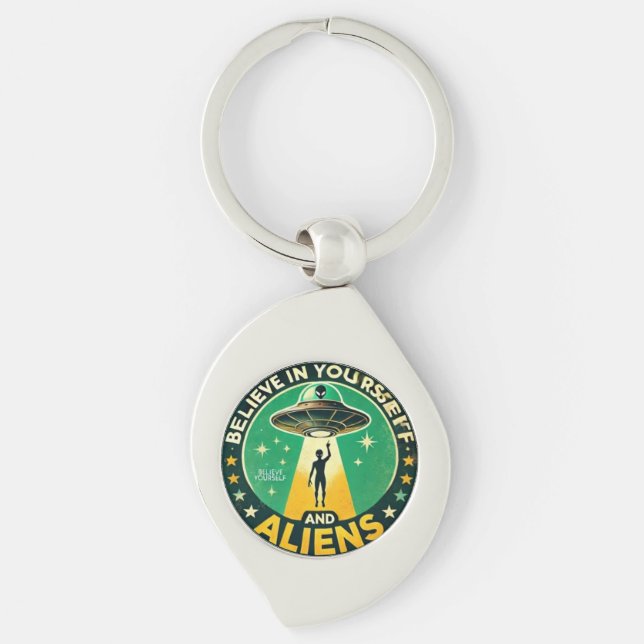 Chaveiro Believe in Yourself with Aliens Round Sign (Frente)