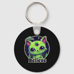 Chaveiro Belive De Gato De Alienígena Bonita Em Ufo Kawaii