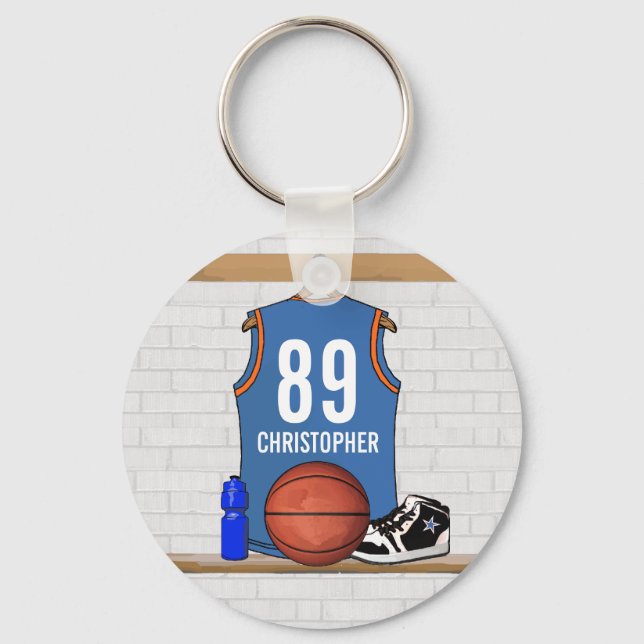 Chaveiro Belo Azul-Laranja Personalizado, Jersey (Frente)