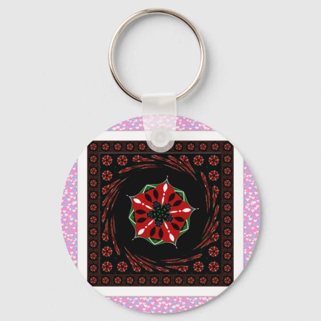 Chaveiro Belo Design Azul, Cor-de-Rosa, de de Amor (Frente)