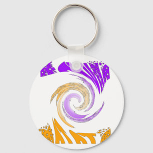 Chaveiro Belo Design de Arte Moderna: Redemoinho Roxo e Dou