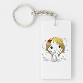 Chaveiro Belo elefante bebê fêmea com cabelo amarelo