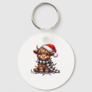 Chaveiro Belo Natal Luzes de Highland Vaca Engraçada Natal