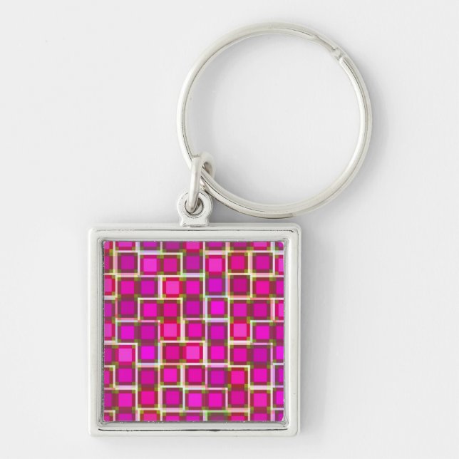 Chaveiro Belo padrão de Azulejo Abstrato a rosa (Frente)