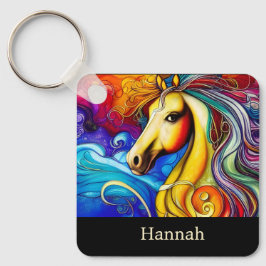 Chaveiro Belo Retrato do Cavalo Arco-Íris