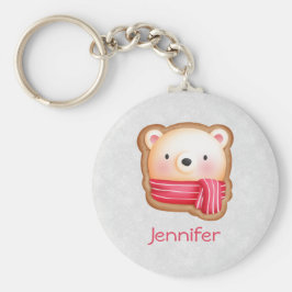 Chaveiro Belo Urso Enfrentado Vermelho Scarf e Cheeks Rosad