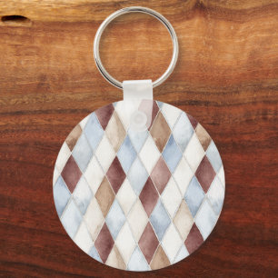 Chaveiro Belos Diamantes Azul Creme Bege Marrom