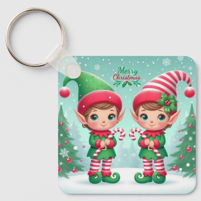 Chaveiro Belos elfos de Natal (Frente)