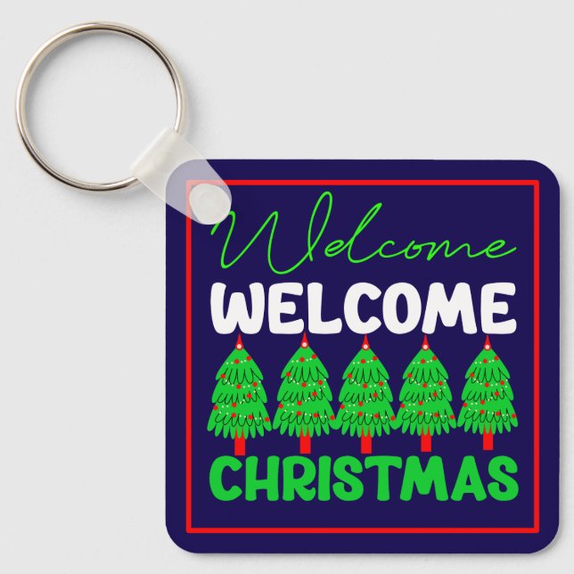 Chaveiro Bem-vinda Árvore de Natal Design de Feriado-85600 (Frente)