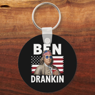 Chaveiro Ben Bebeu Cerveja 4 de Julho Bandeira Vintage Engr