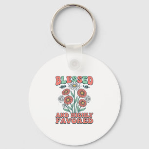 Chaveiro Bendita e Altamente Favorecida Decoração Floral Vi