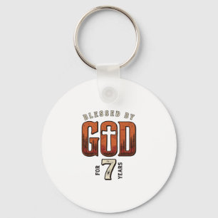 Chaveiro Bendito por Deus Camiseta Cristã Vintage 7 Anos