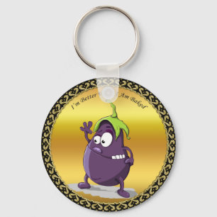 Chaveiro Beringela dos desenhos animados com cabelo verde