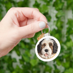 Chaveiro Bernedoodle Cachorro 3D Inspirado