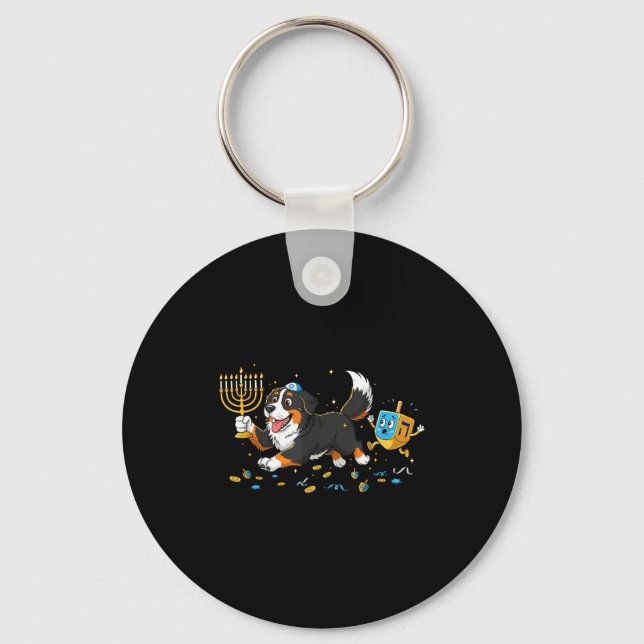 Chaveiro Bernese Mountain Dog Dreidel Menorah Hanukkah Wome (Frente)