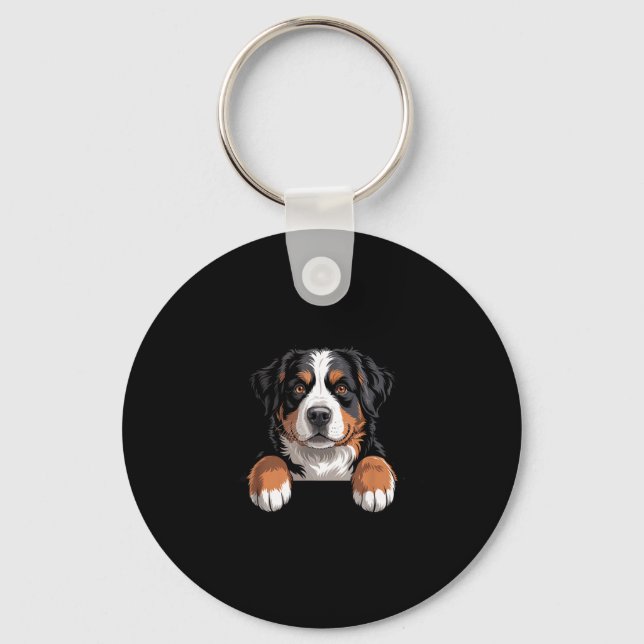 Chaveiro Bernese Mountain Dog Funny Peeking Cket Berner Pup (Frente)