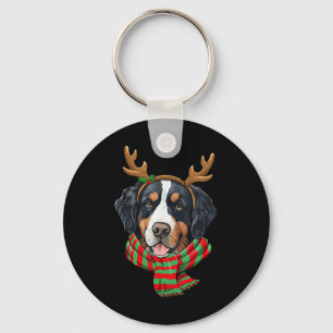 Chaveiro Bernese Mountain Dog Reindeer Santa Hat