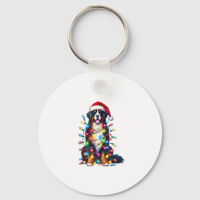 Chaveiro Bernese Mountain Dog x Luzes de Natal (Frente)