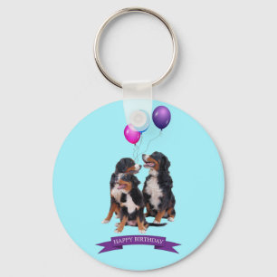 Chaveiro Bernese Mountain Dogs Feliz Aniversário