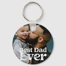 Best Dad Ever Fathers day Photo Button Keychain