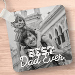Chaveiro Best Dad Ever Modern Cool Stitch Custom Photo<br><div class="desc">This simple and modern design is composed of serif and cursive typography and add a custom photo</div>