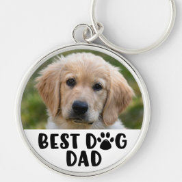 Chaveiro BEST DOG DAD Paw Print Photo Personalized