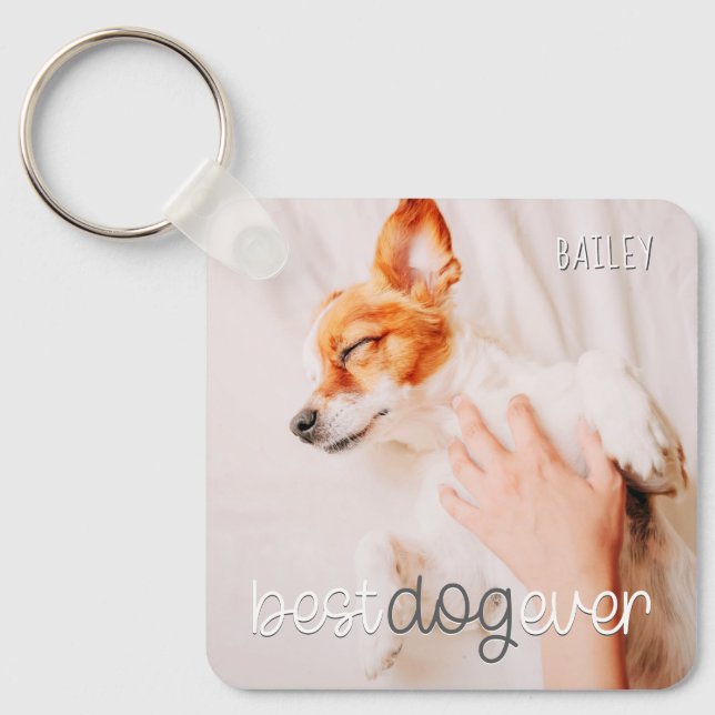 Chaveiro Best Dog Ever Modern Playful Simple Chic Pet Photo (Frente)