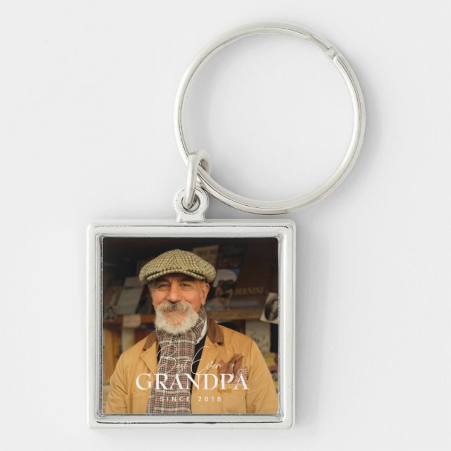 Chaveiro Best Ever Grandpa Since 20XX Simple Elegant Photo (Frente)