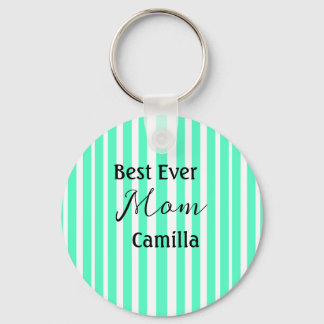 Chaveiro Best ever mom green stripped pattern pastel neon 