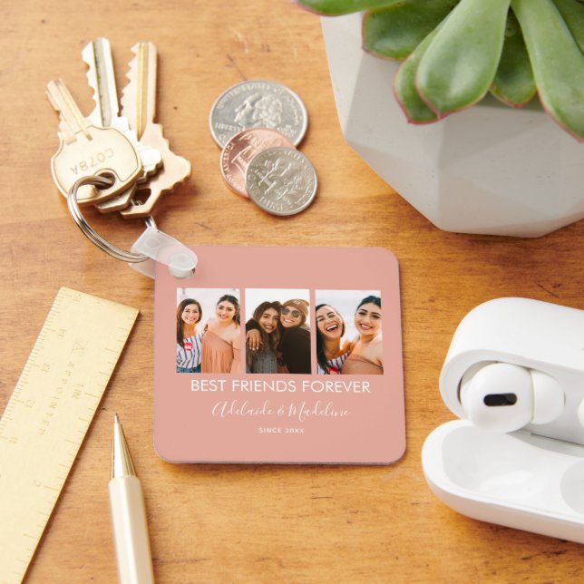 Chaveiro Best Friends Forever 3 Photo Collage Gift (Mesa)