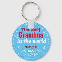 Best Grandma in the World Custom Name Keychain