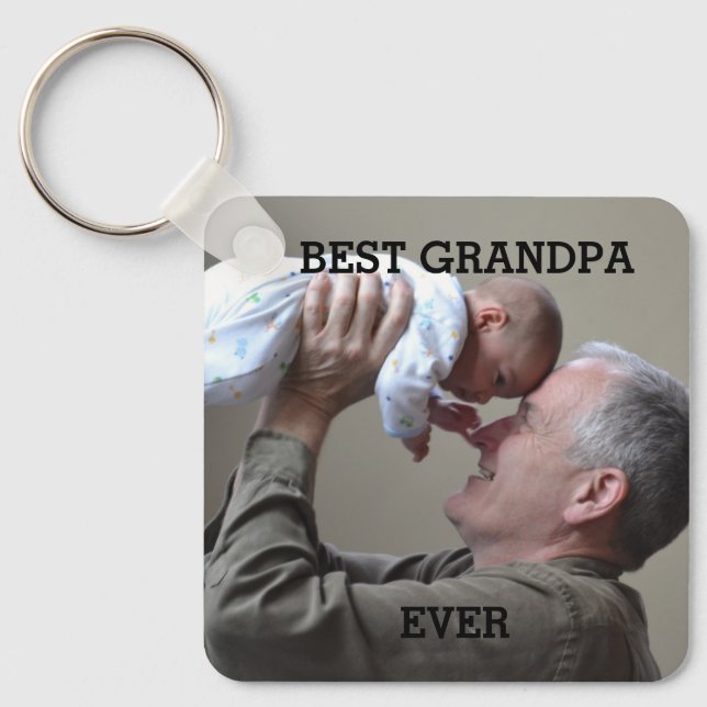 Chaveiro Best Grandpa Ever Custom Photo Create Your Own  (Frente)
