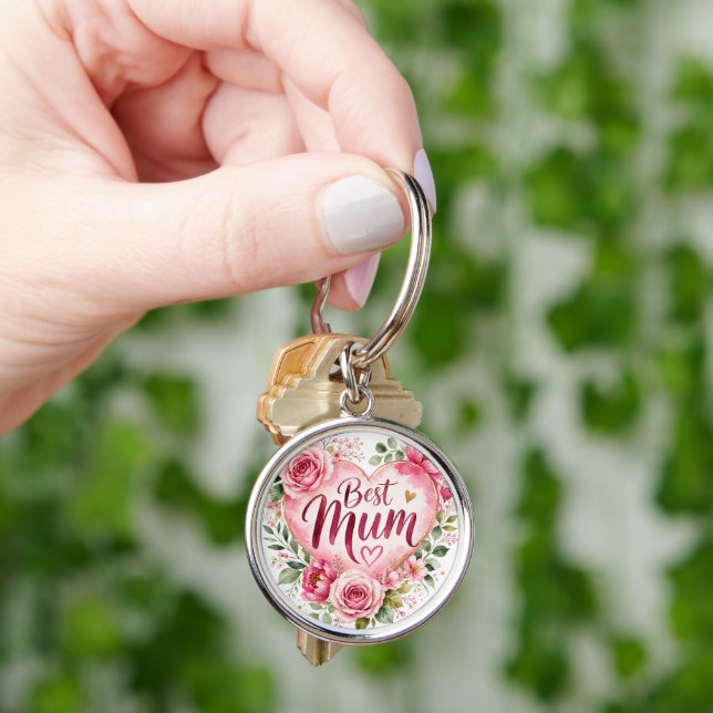 Chaveiro Best Mum Aquarell Blumenherz Design (Mão)