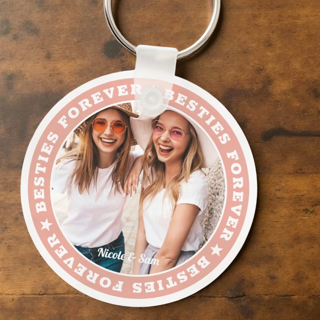 Chaveiro Besties para sempre Foto personalizada simples e m (Criador carregado)