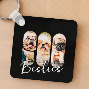 Chaveiro Besties Pet Simple Modern Reproduzir Três Fotos