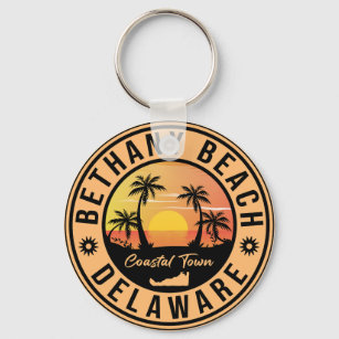 Chaveiro Bethany Beach Delaware Palm Trees Retro Sunset 80s